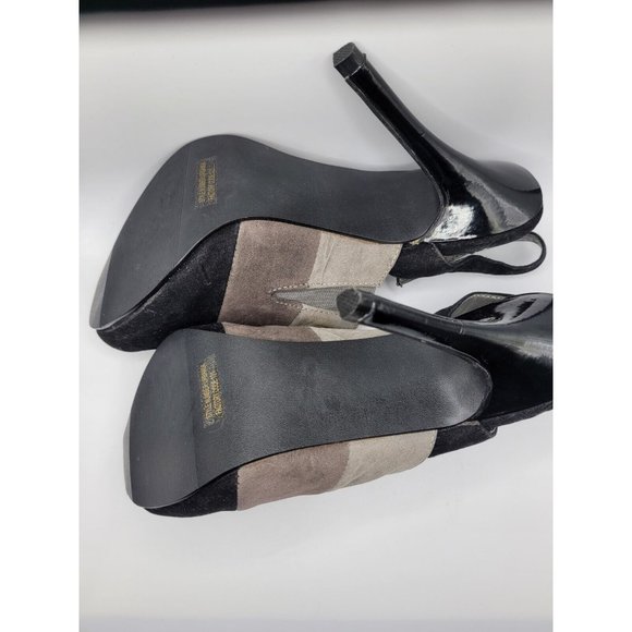 Bumper Heels Size 8.5 Black and Gray Peep Open Toe Sling Back Womens - Picture 11 of 12